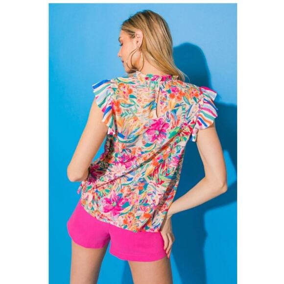 Flying Tomato TREAT YOU BETTER floral, tank top, size women’s large - Picture 2 of 9